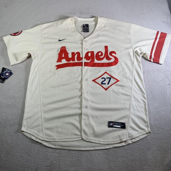 Los Angeles Angels Jersey Mens 52 White MLB Baseball Nike Mike Trout #27 NEW
